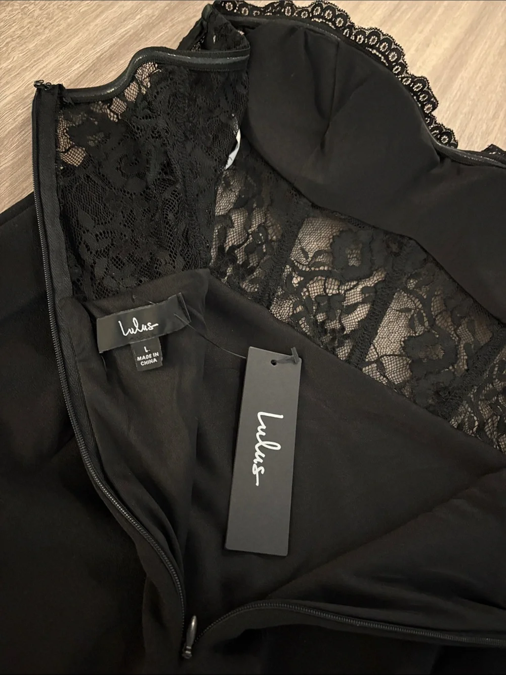 Lulu’s Strapless Lace Corset Midi Dress Women Size Large Black